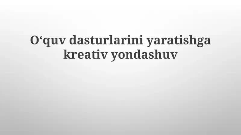 Ijodiy Yondashuv