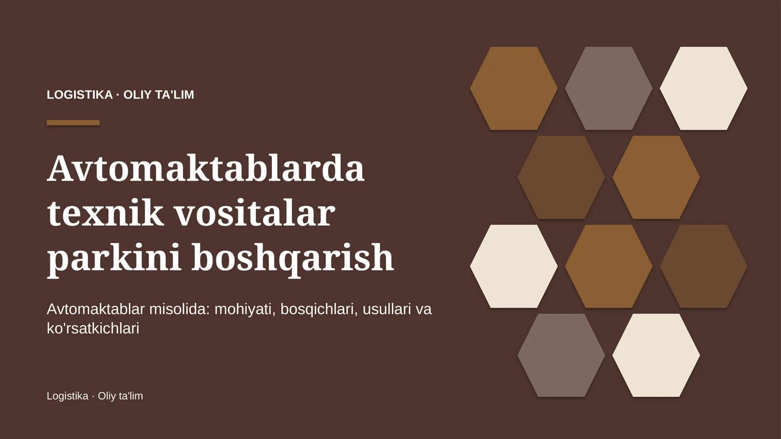 Transport parkini boshqarish: mohiyati