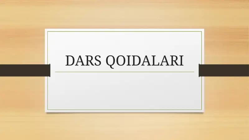 DARS QOIDALARI