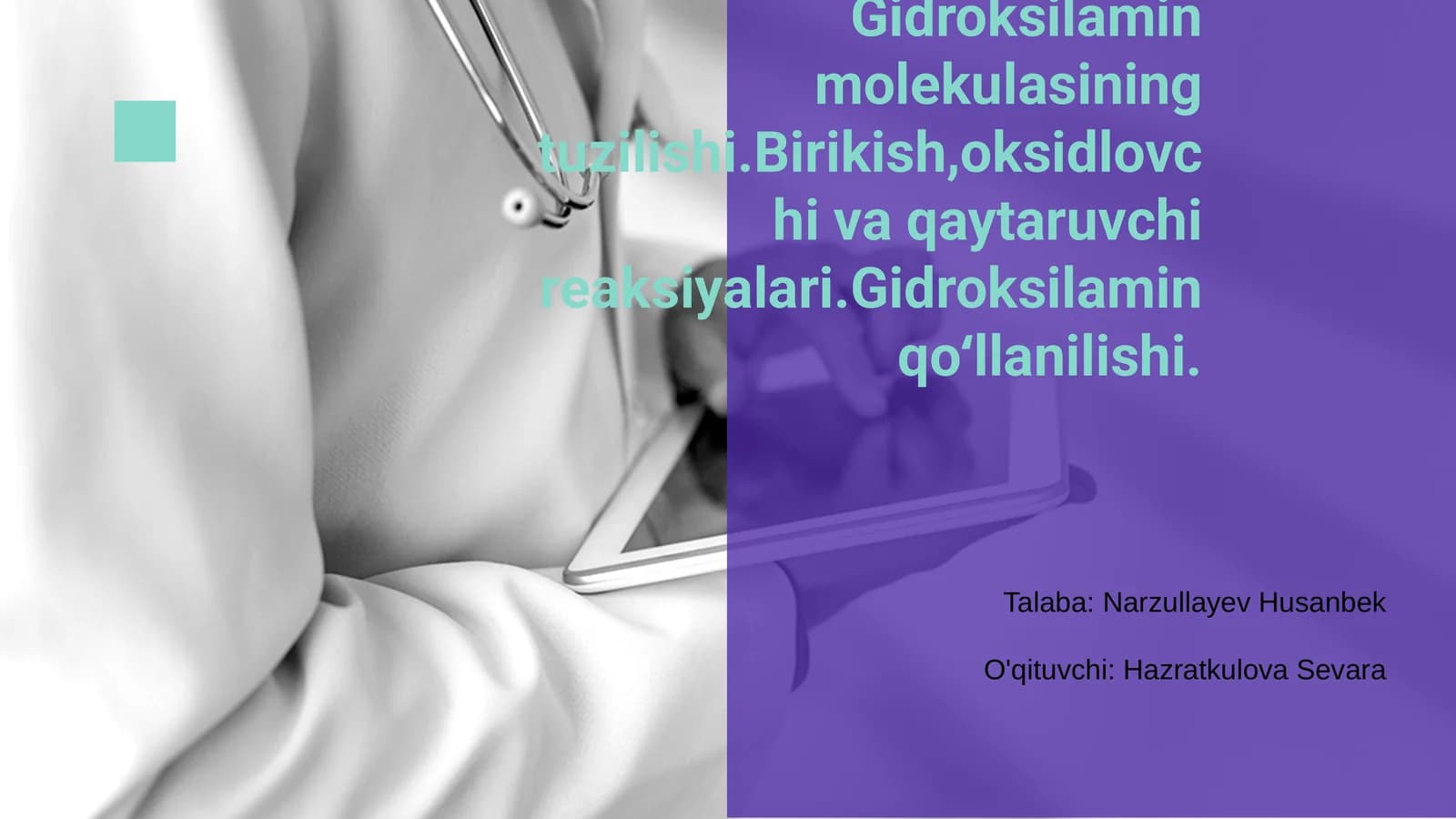 Gidroksilamin tuzilishi