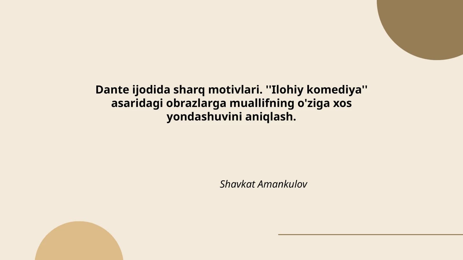Dante ijodida sharq motivlari
