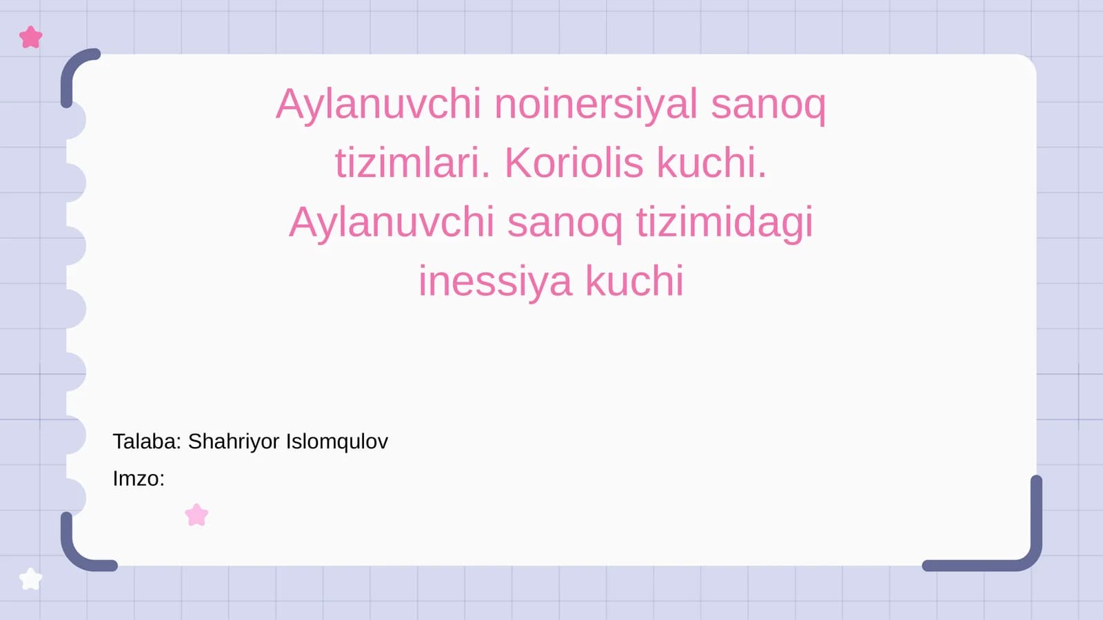 aylanuvchi noinersial sanoq tizimlari