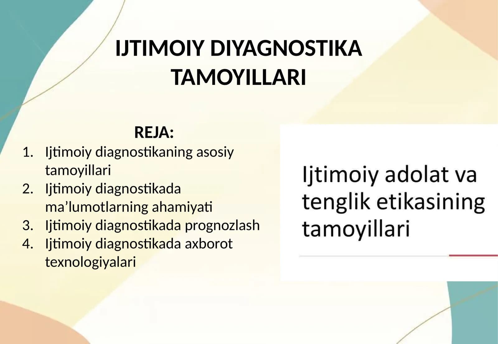 IJTIMOIY DIYAGNOSTIKA TAMOYILLARI