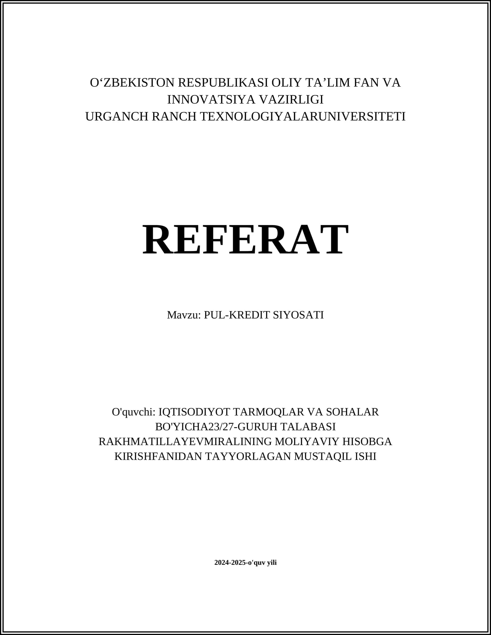 PUL-KREDIT SIYOSATI