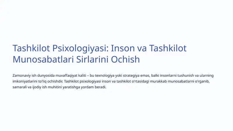 Tashkilot Psixologiyasi