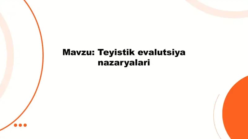 Teyistik evalutsiya nazaryalari