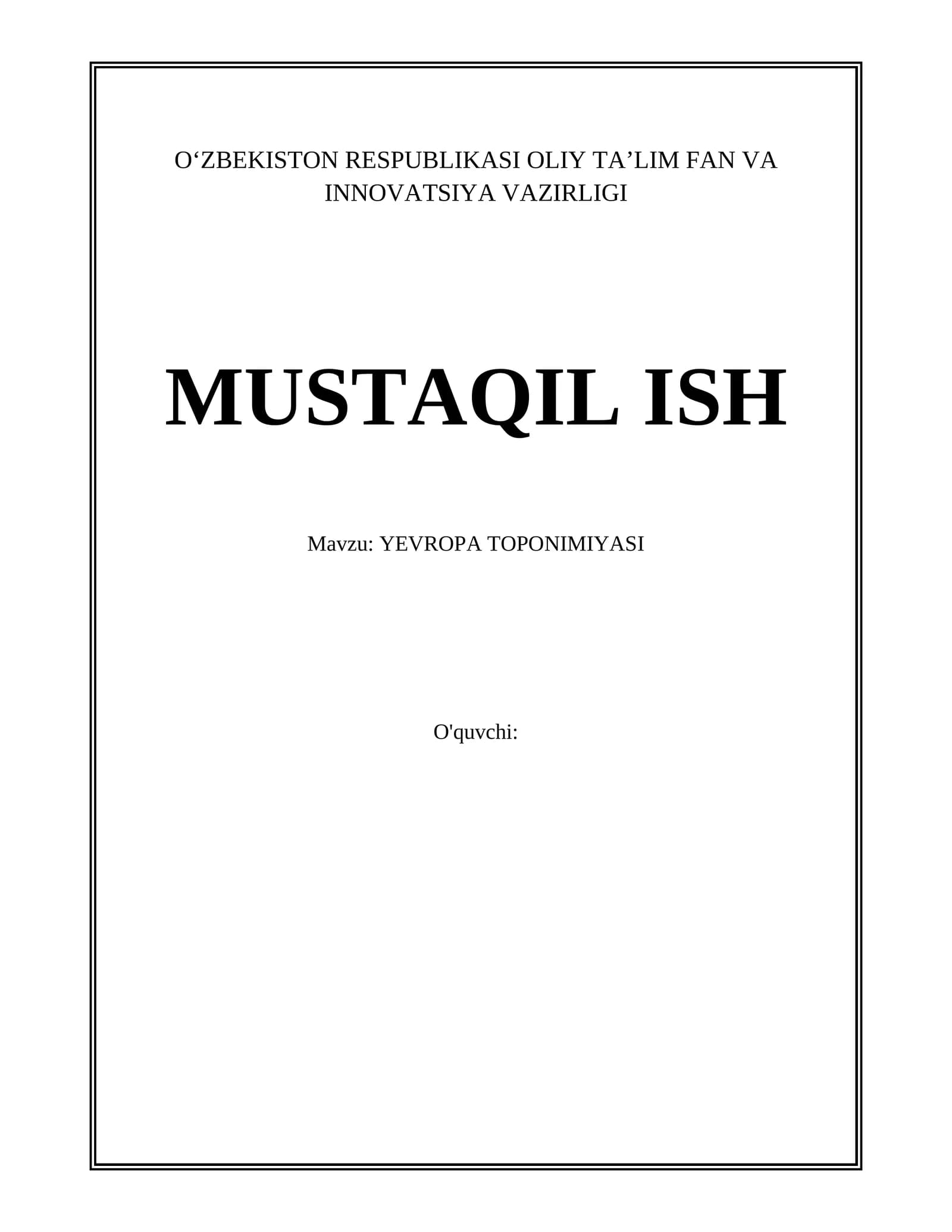 YEVROPA TOPONIMIYASI