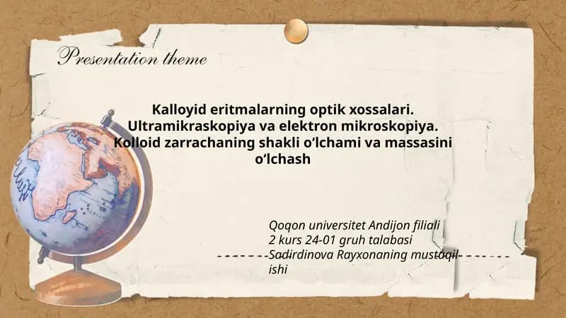 Kalloyid eritmalarning optik xossalari