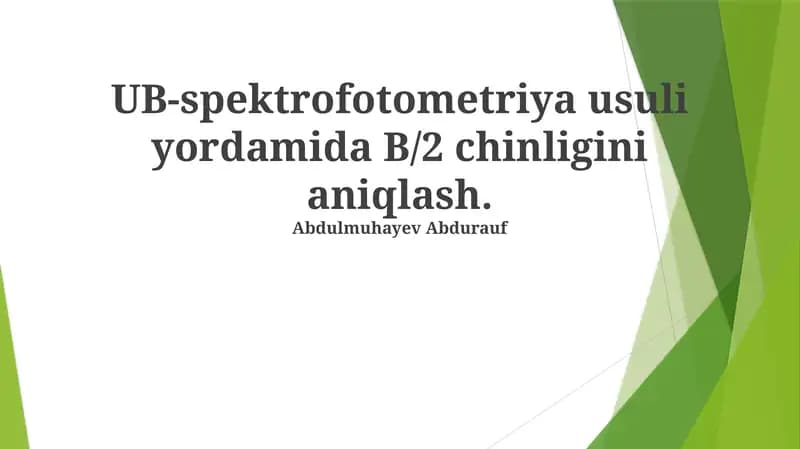 UV-Spektrofotometriya usuli