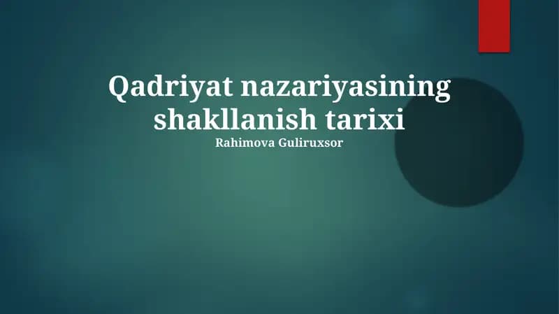 Qadriyat nazariyasining shakllanish tarixi