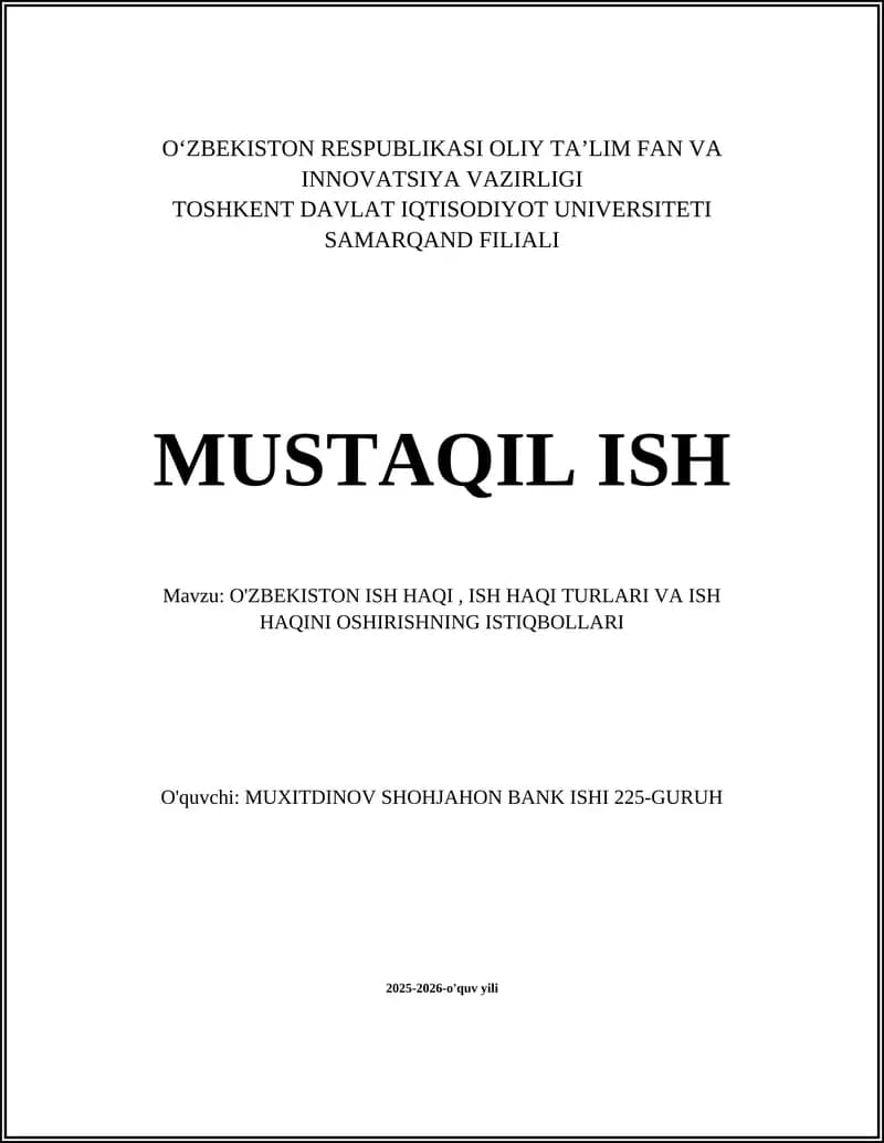 O‘ZBEKISTON ISH HAQI