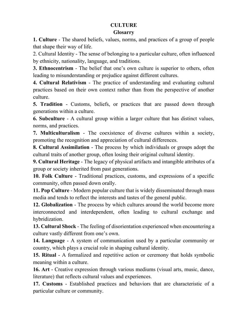 Culture Glossary
