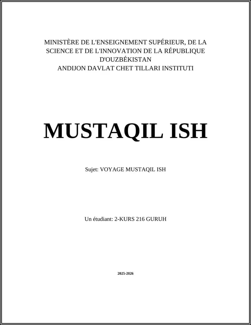 Voyage Mustaqil Ish