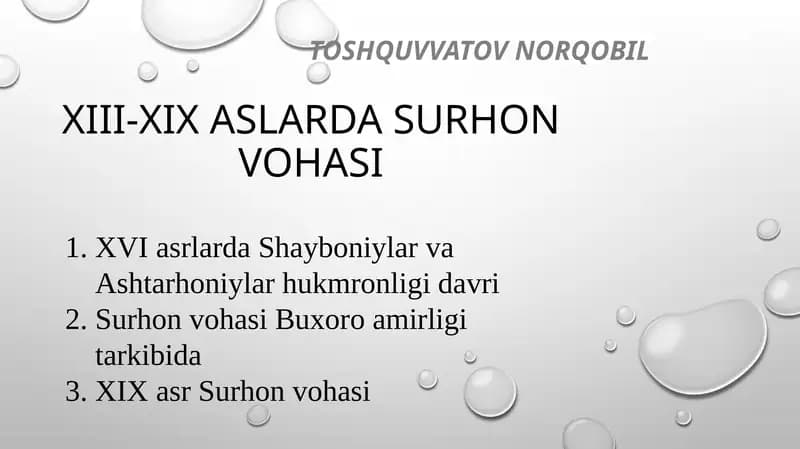 XIII-XIX ASLARDA SURHON VOHASI