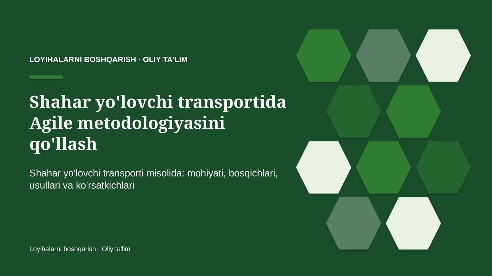 shahar yo'lovchi transportida agile metodologiyasini qo'llash 8307