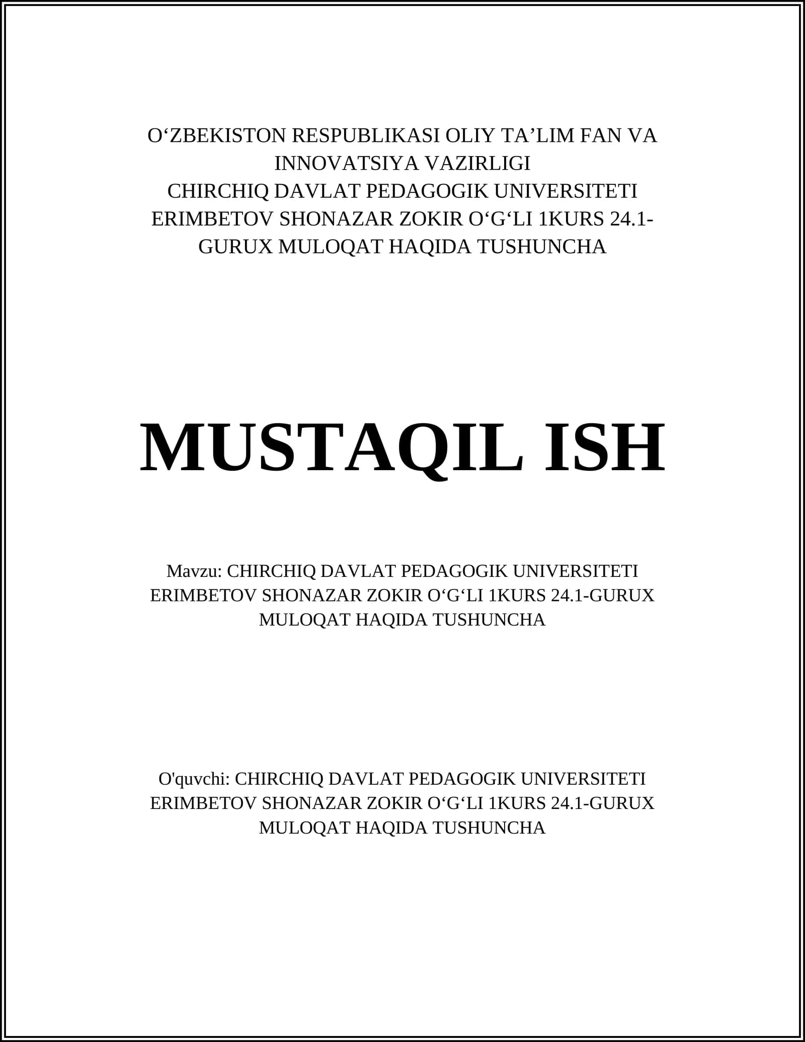 Muloqatning Mohiyati