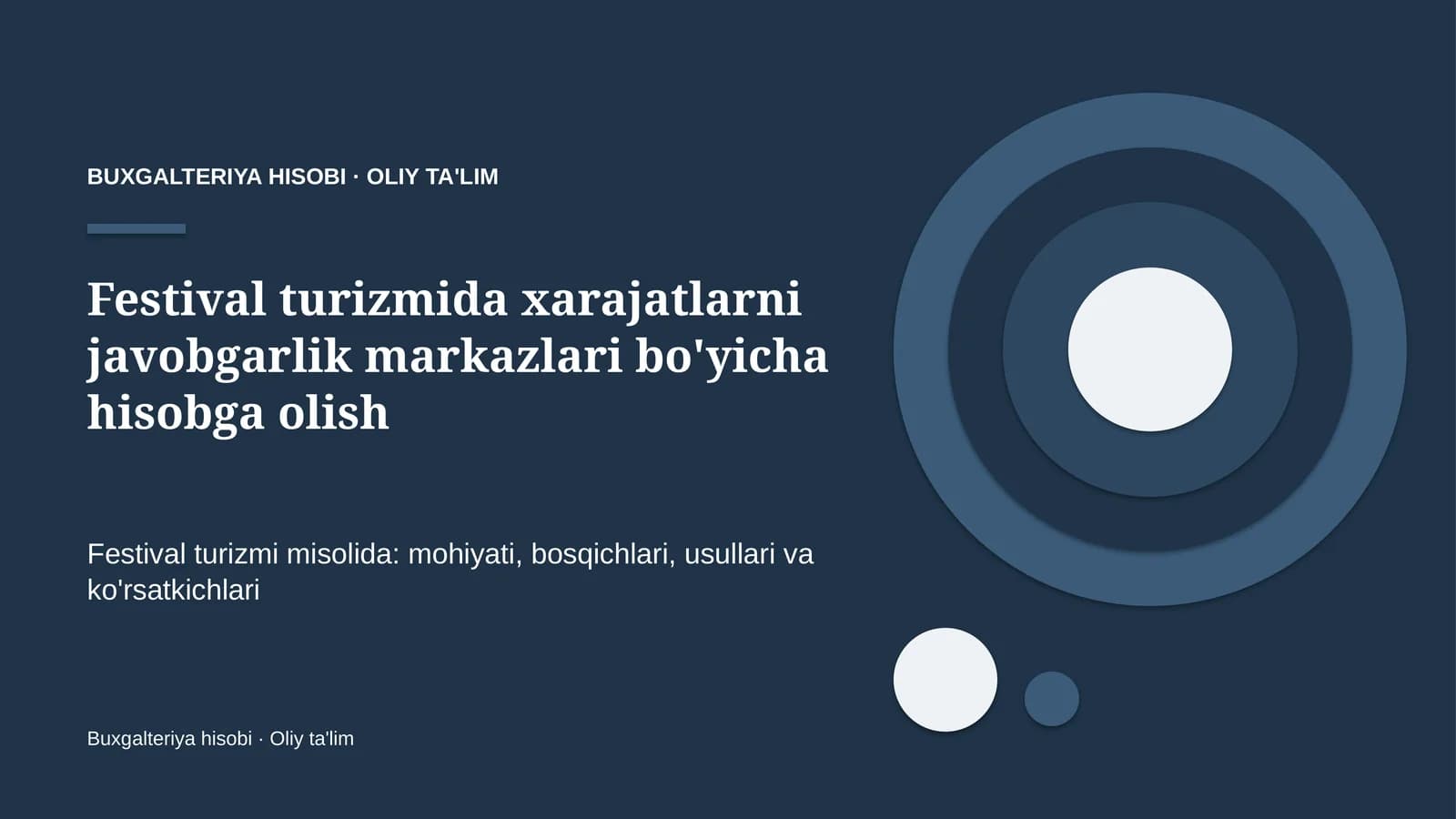Festival turizmida xarajatlarni javobgarlik markazlari bo'yicha hisobga olish