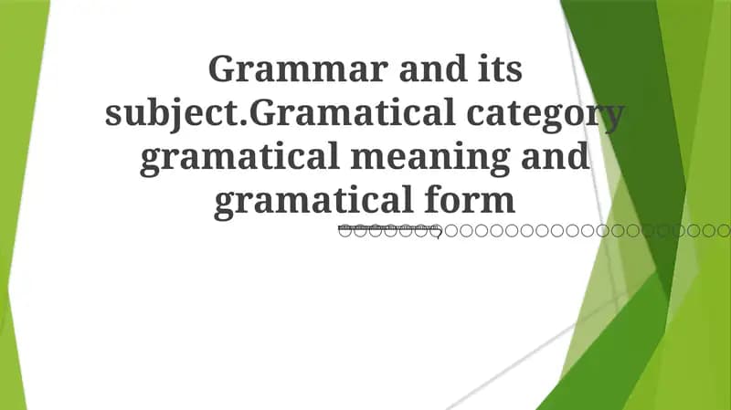 Grammatical Categories: Unveiling Meaning