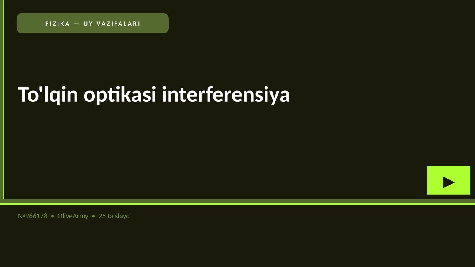 FIZIKA — UY VAZIFALARI
