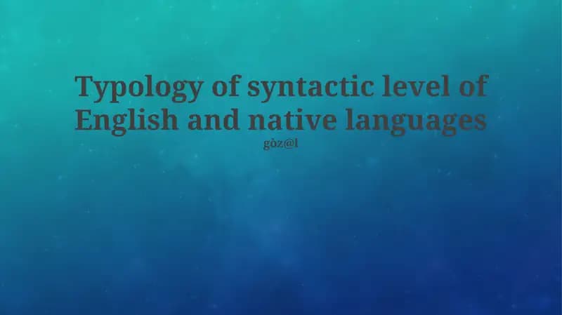 Introduction to Syntactic Typology: Core Concepts and Parameters