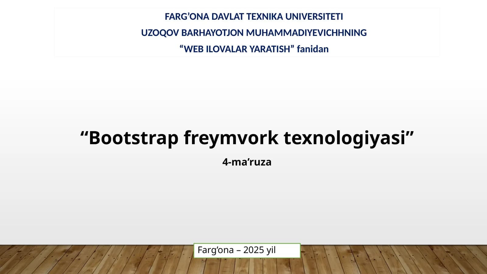 Bootstrap freymvork texnologiyasi
