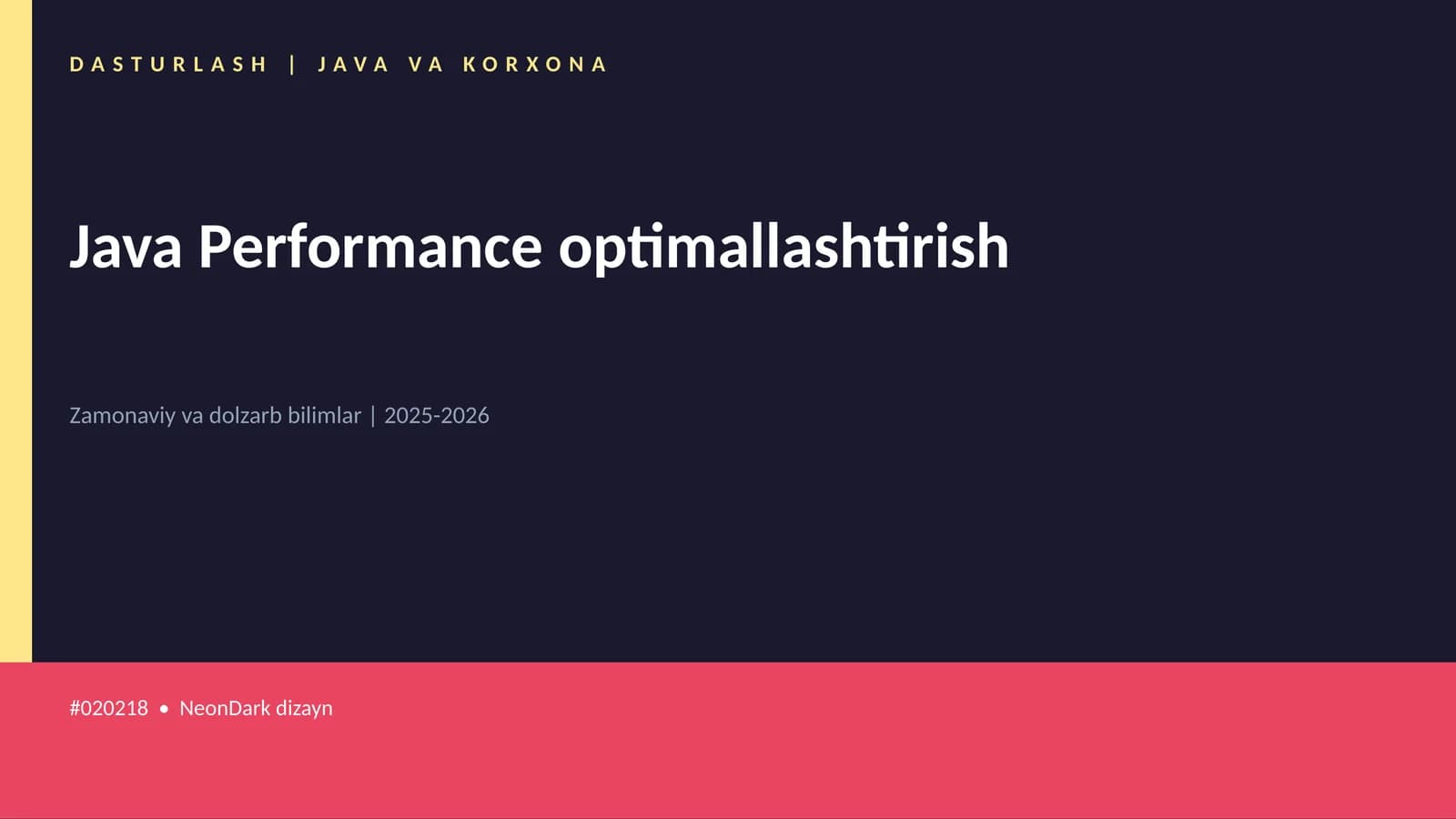 DASTURLASH | JAVA VA KORXONA