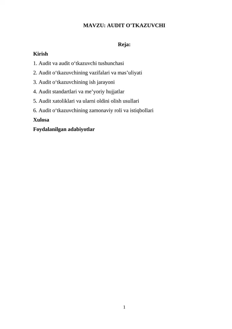 AUDIT O'TKAZUVCHI