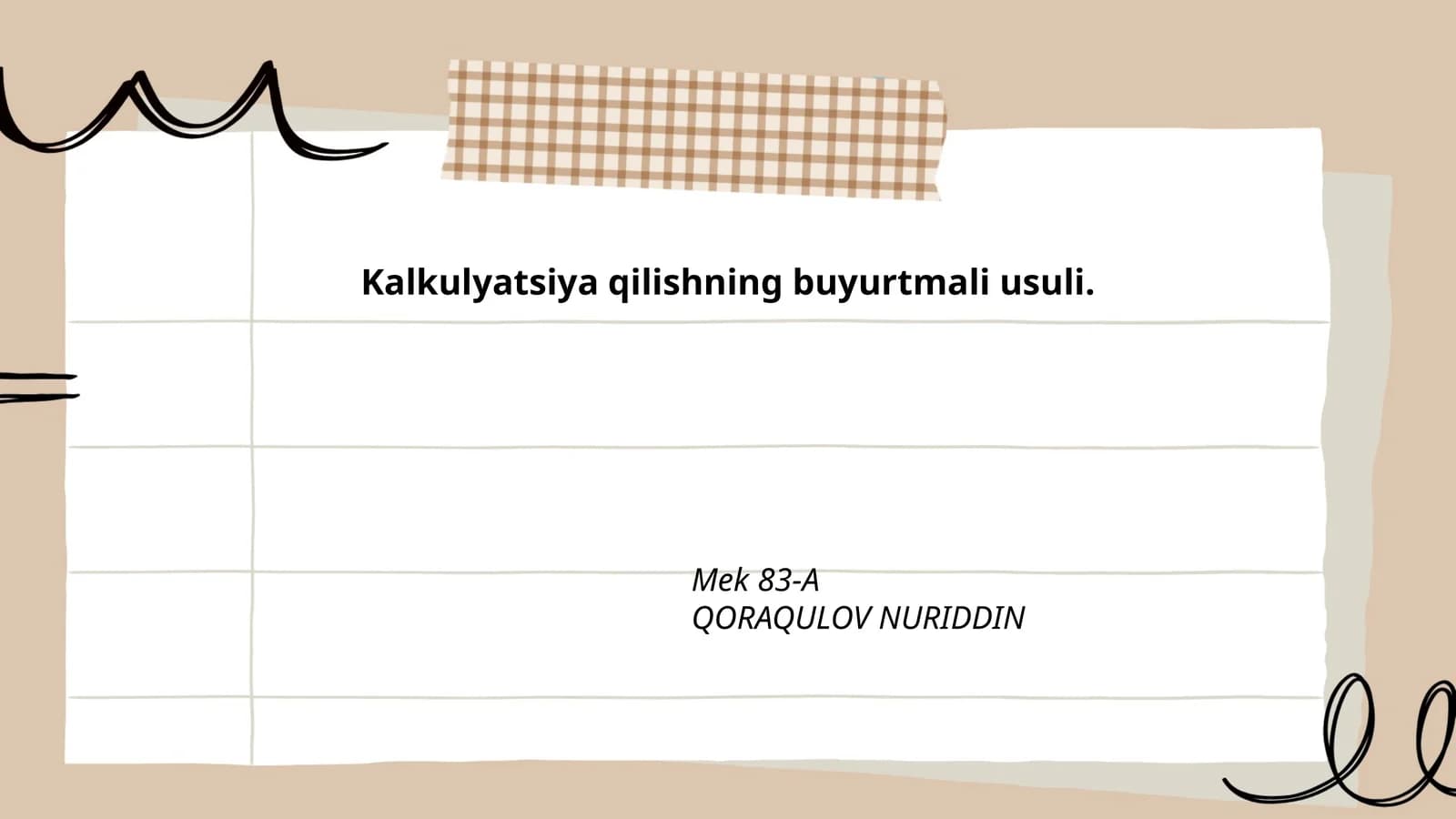 Kalkulyatsiya qilishning buyurtmali usuli