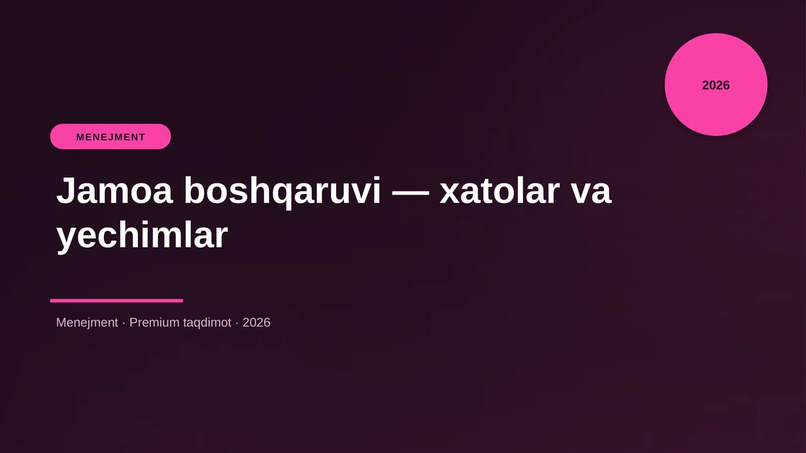 Jamoa Boshqaruvi - xatolar va yechimlar