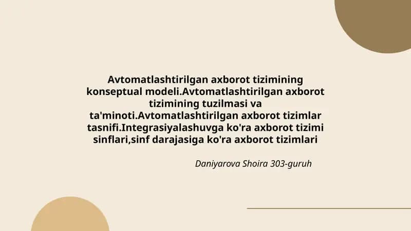 Avtomatlashtirilgan axborot tizimlari