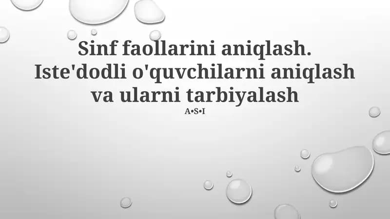 Sinf faollarini aniqlash