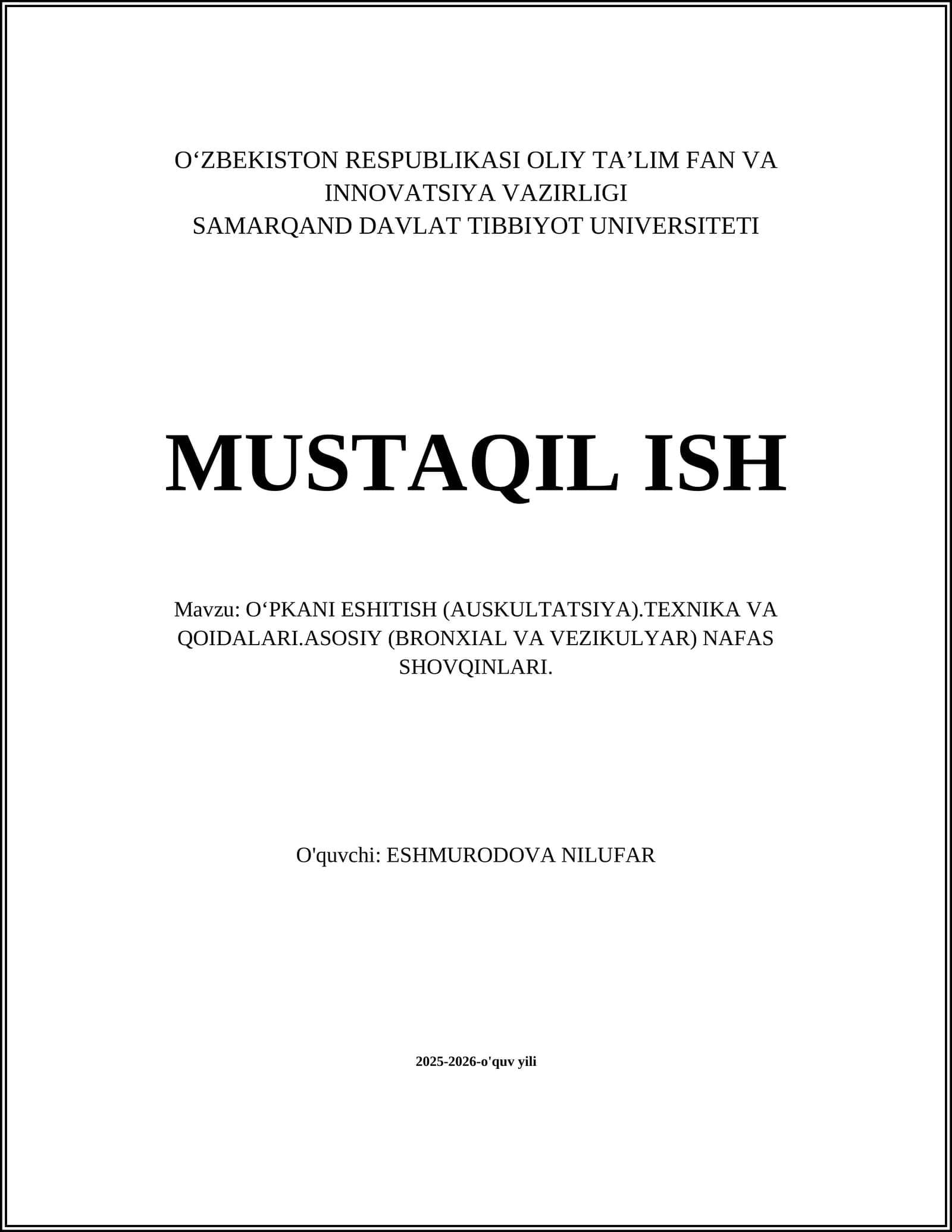 O'PKANI ESHITISH