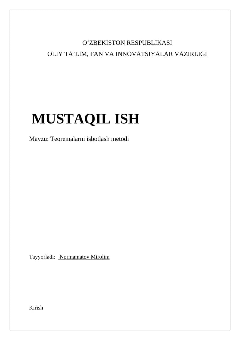 Teoremalarni isbotlash metodi