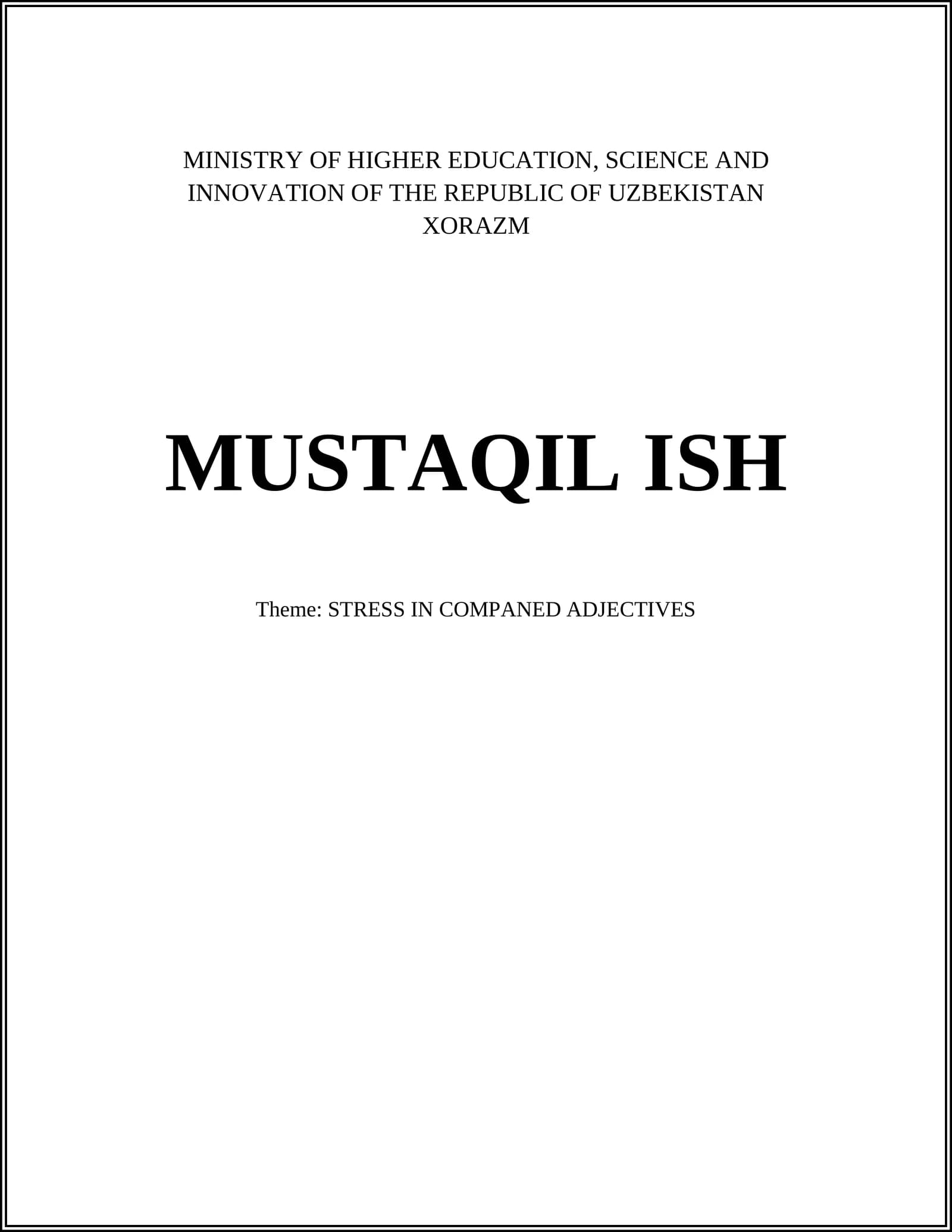 Stress in Compound Adjectives