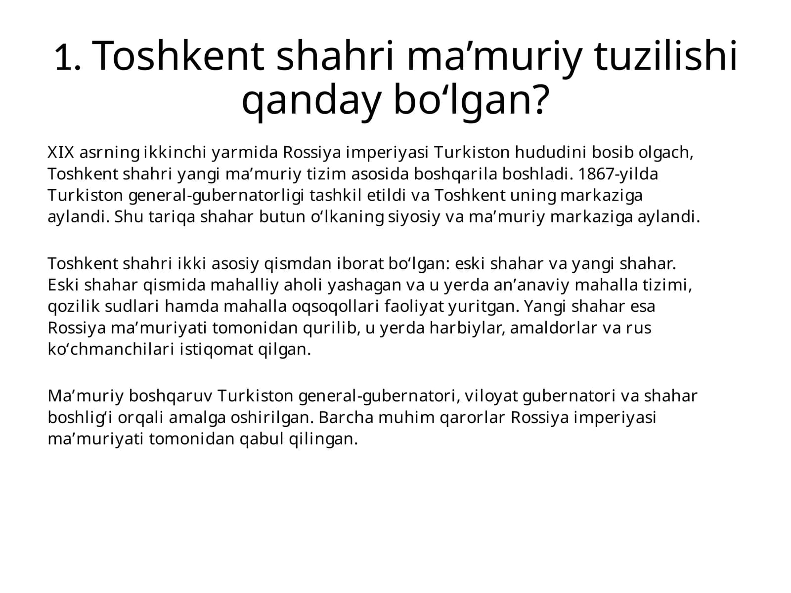 Toshkent shahri ma’muriy tuzilishi