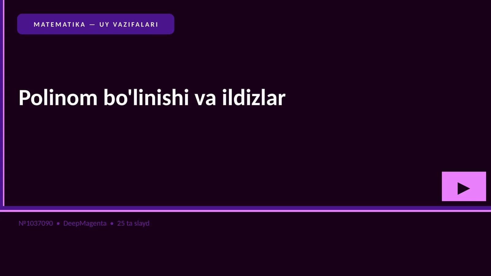 MATEMATIKA — UY VAZIFALARI