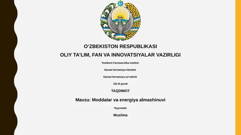 Moddalar va energiya almashinuvi