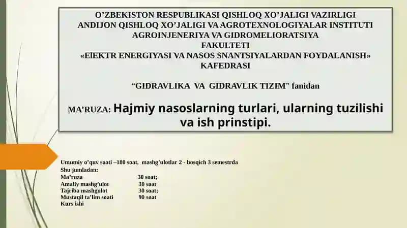 GIDRAVLIKA VAGIDRAVLIK TIZIM