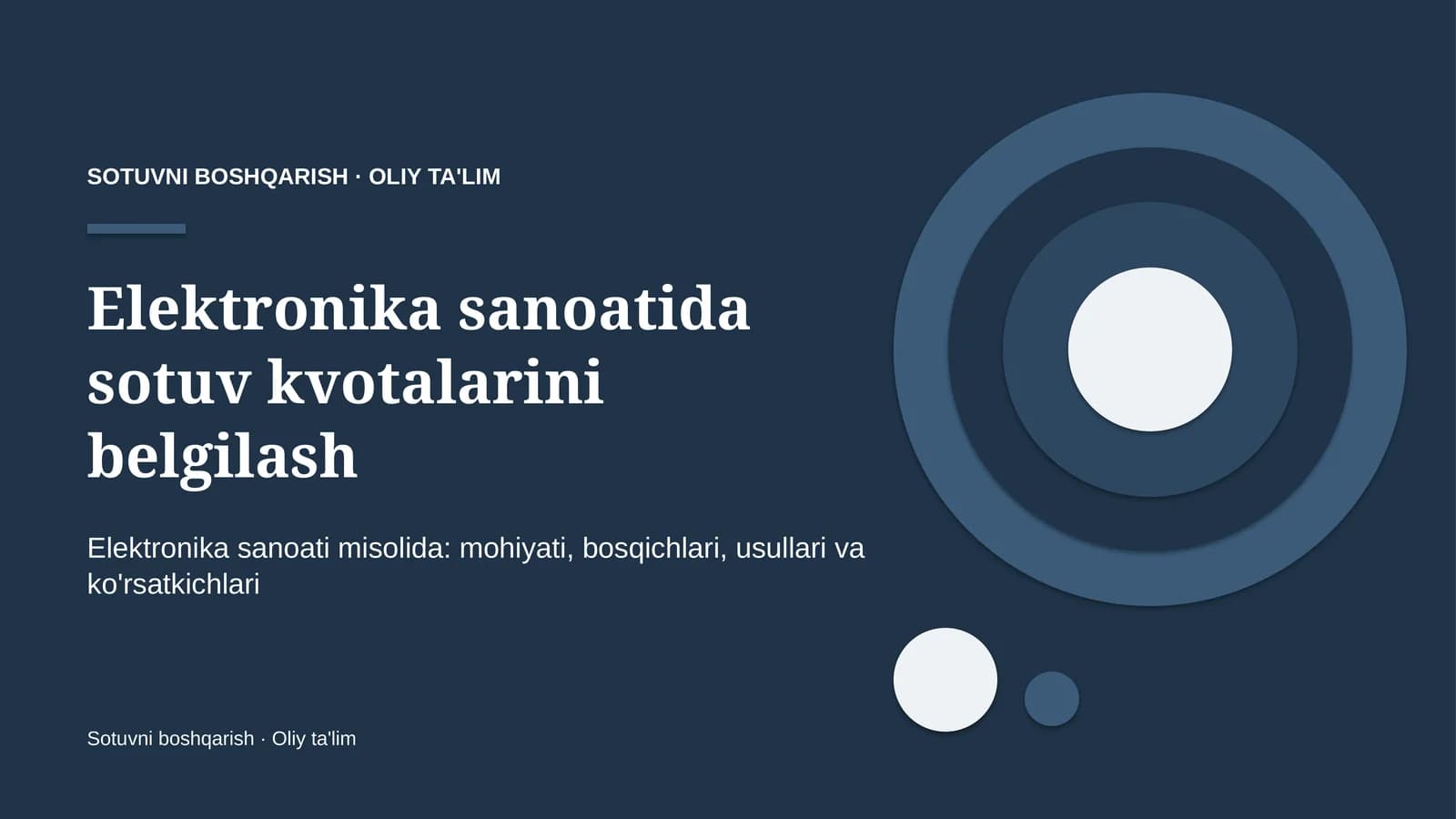 Elektronika sanoatida sotuv kvotalarini belgilash