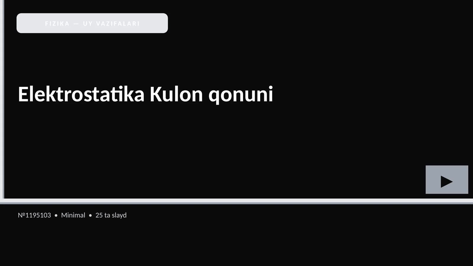 Elektrostatika Kulon qonuni