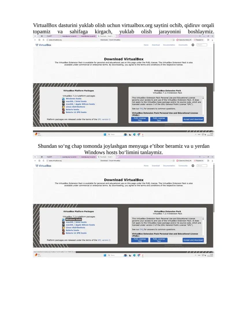 VirtualBox dasturi