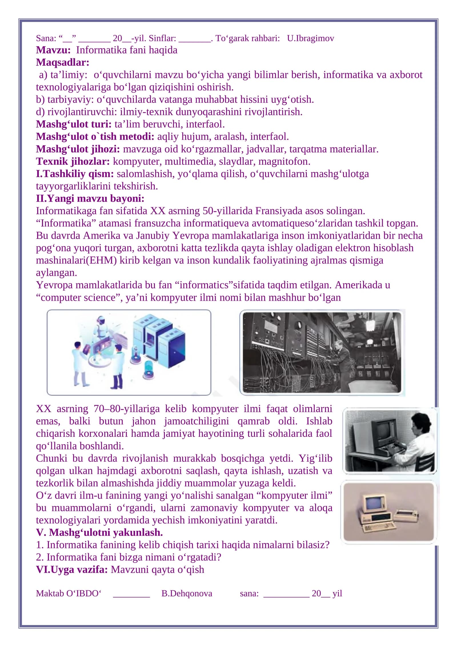 Informatika to'garak konspekti 64-soatlik