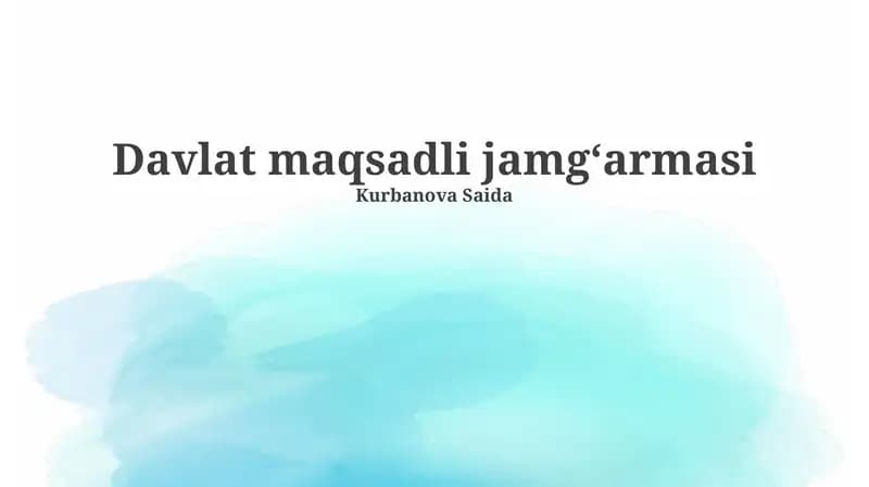 Davlat Maqsadli Jamg‘armasi