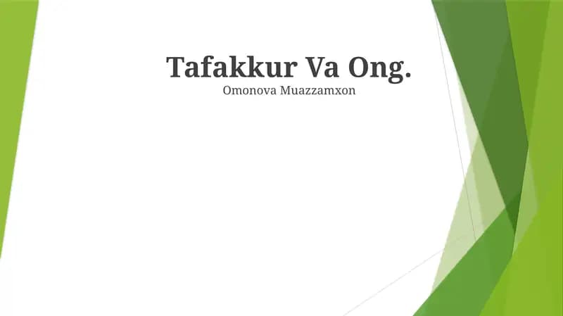 Tafakkur Va Ong