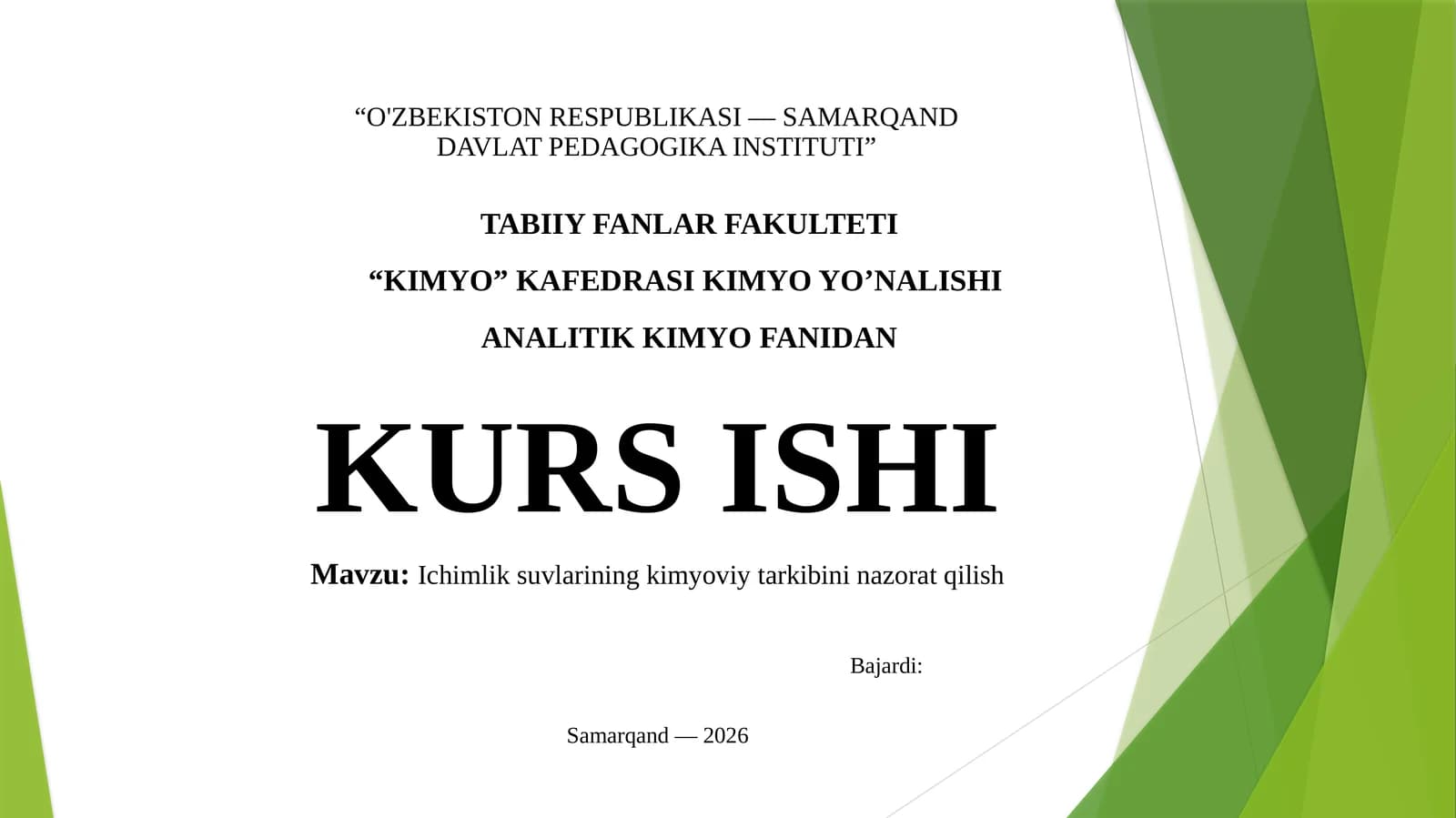 chmlik suvining kimyoviy tarkibi