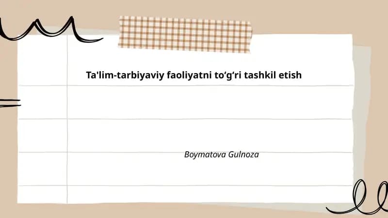 Dars va oʻquv rejasini tuzish