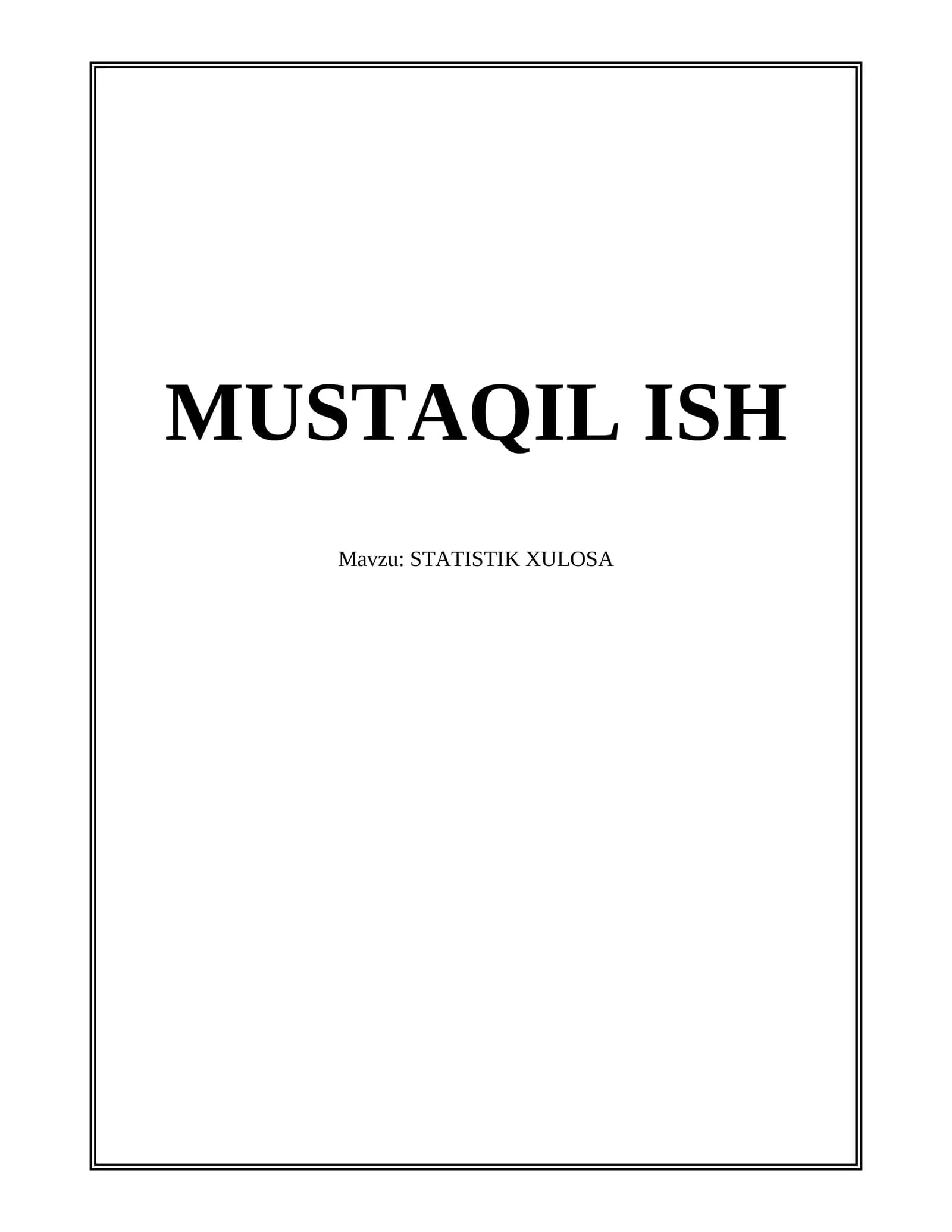 STATISTIK XULOSA