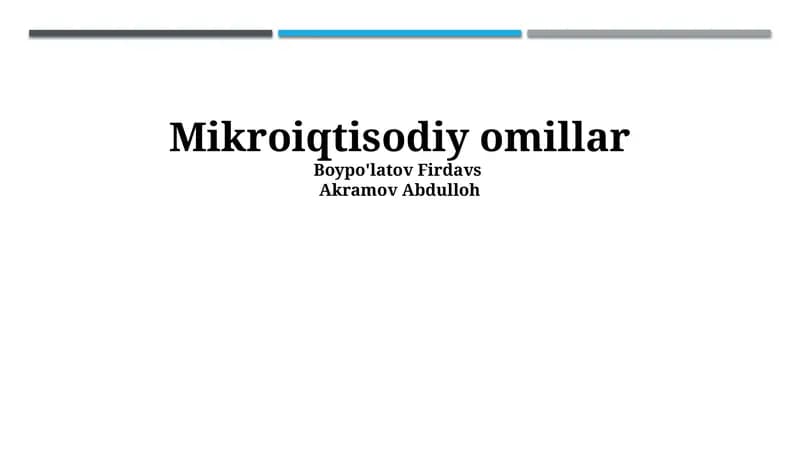 Mikroiqtisodiy omillar
