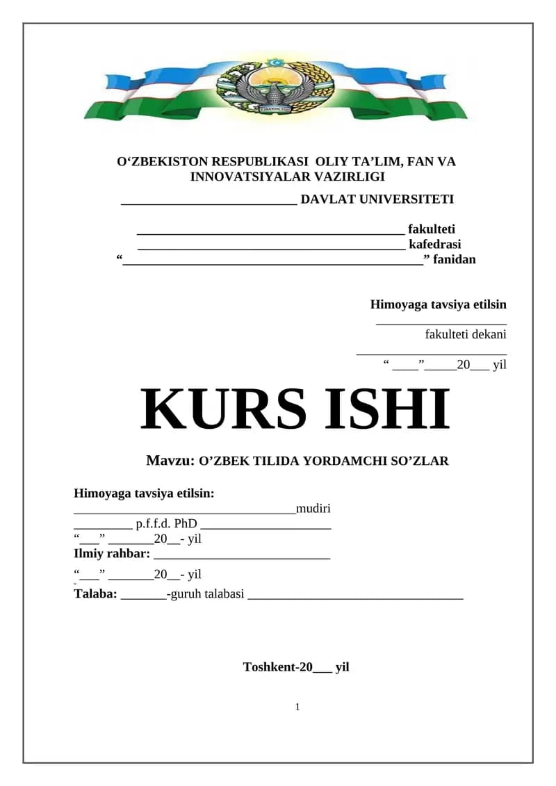 O’ZBEK TILIDA YORDAMCHI SO’ZLAR