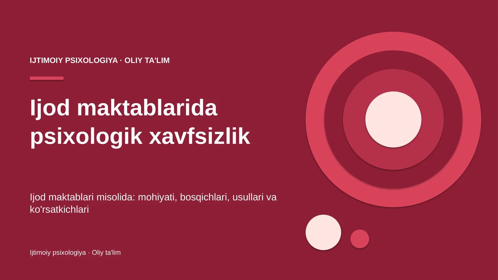 Ijod maktablarida psixologik xavfsizlik